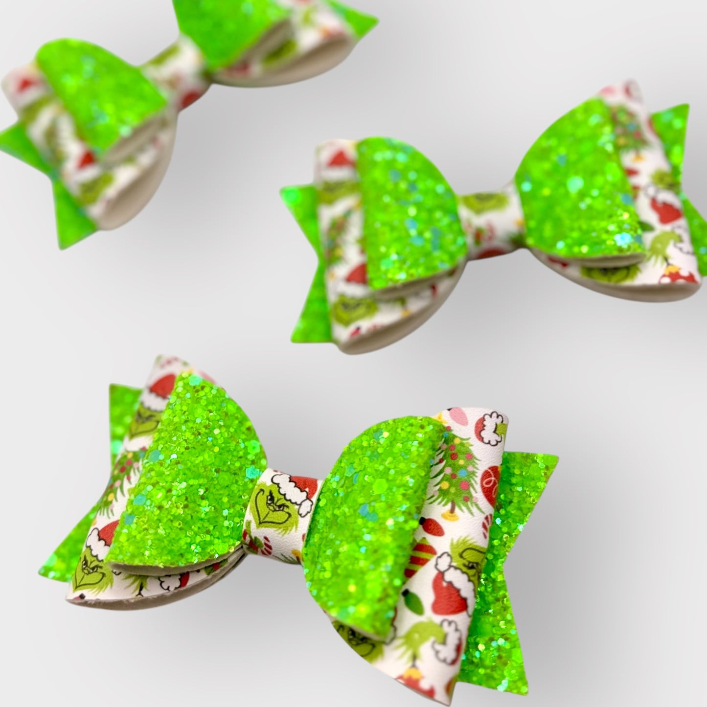 Your a Mean One | Large Green Glitter Faux Leather Hair Bow