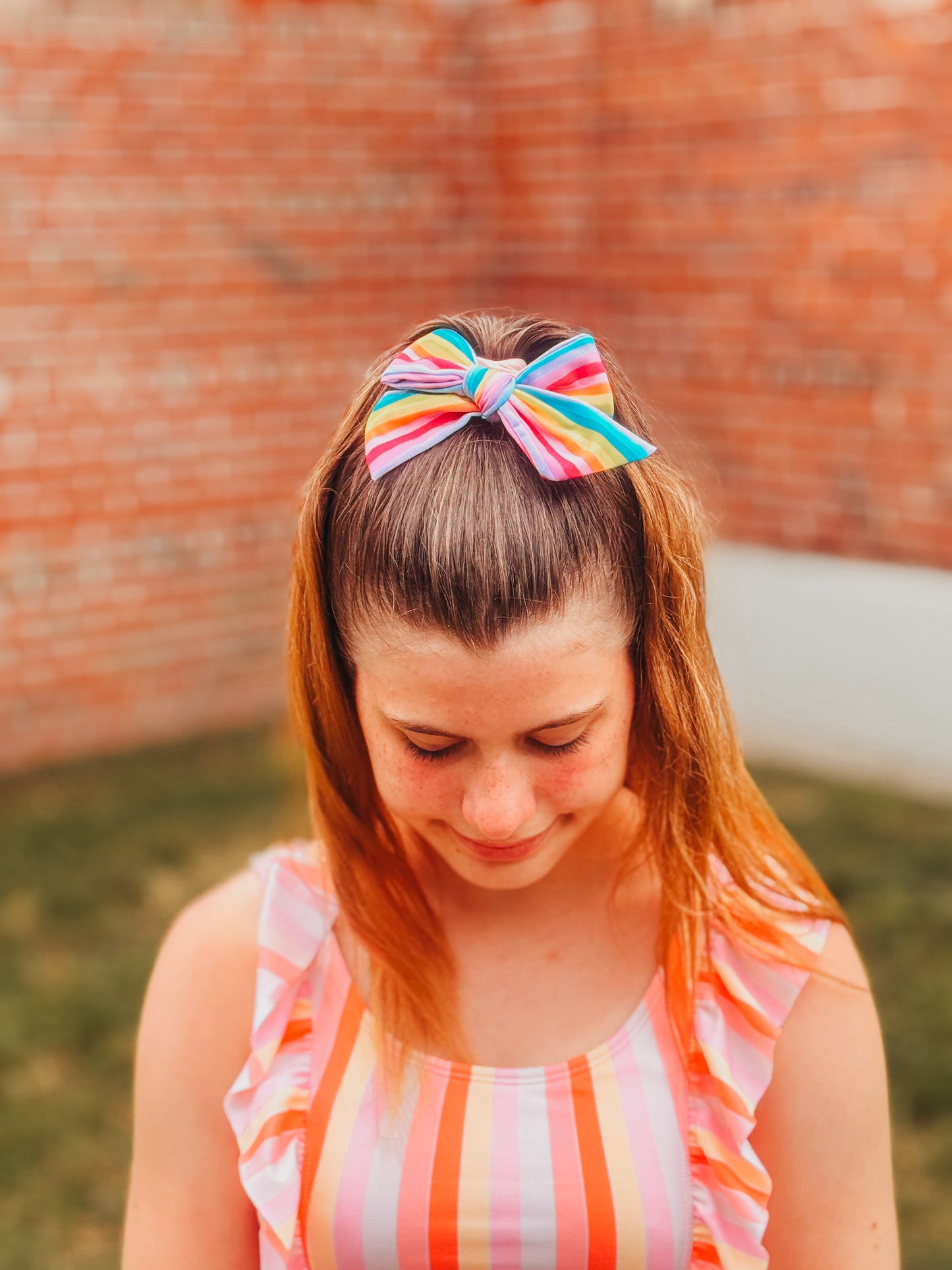Bright Stripes | Small Fabric Swim Pinwheel Bows
