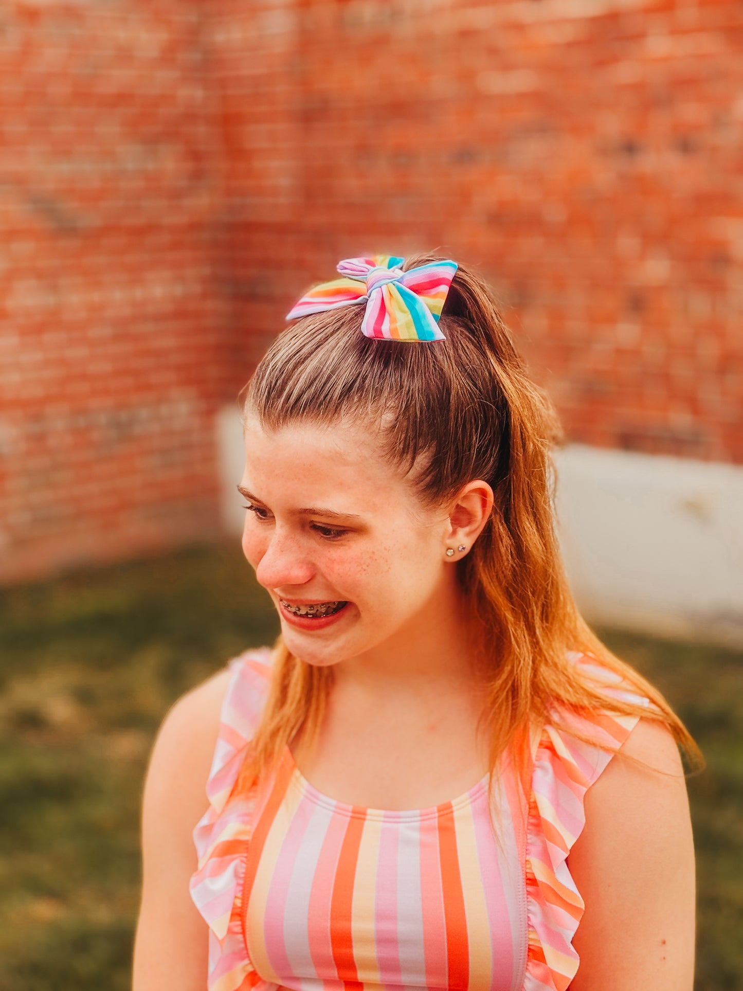 Bright Stripes | Small Fabric Swim Pinwheel Bows