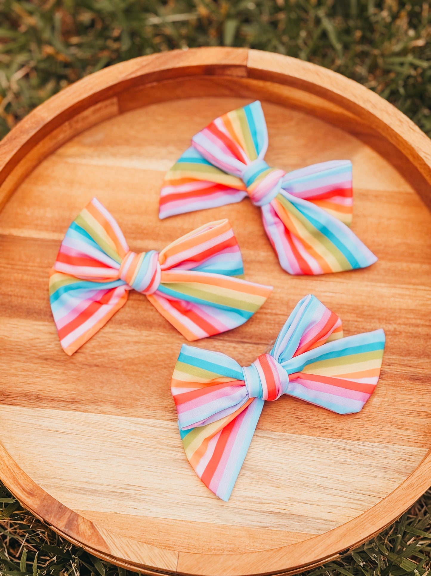 Bright Stripes | Small Fabric Swim Pinwheel Bows
