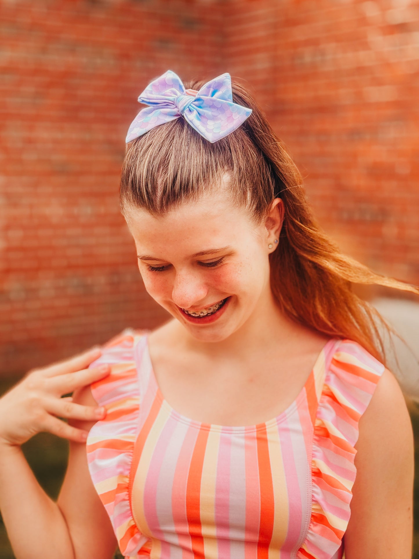 Pale Mermaid Scales | Small Fabric Swim Pinwheel Bows