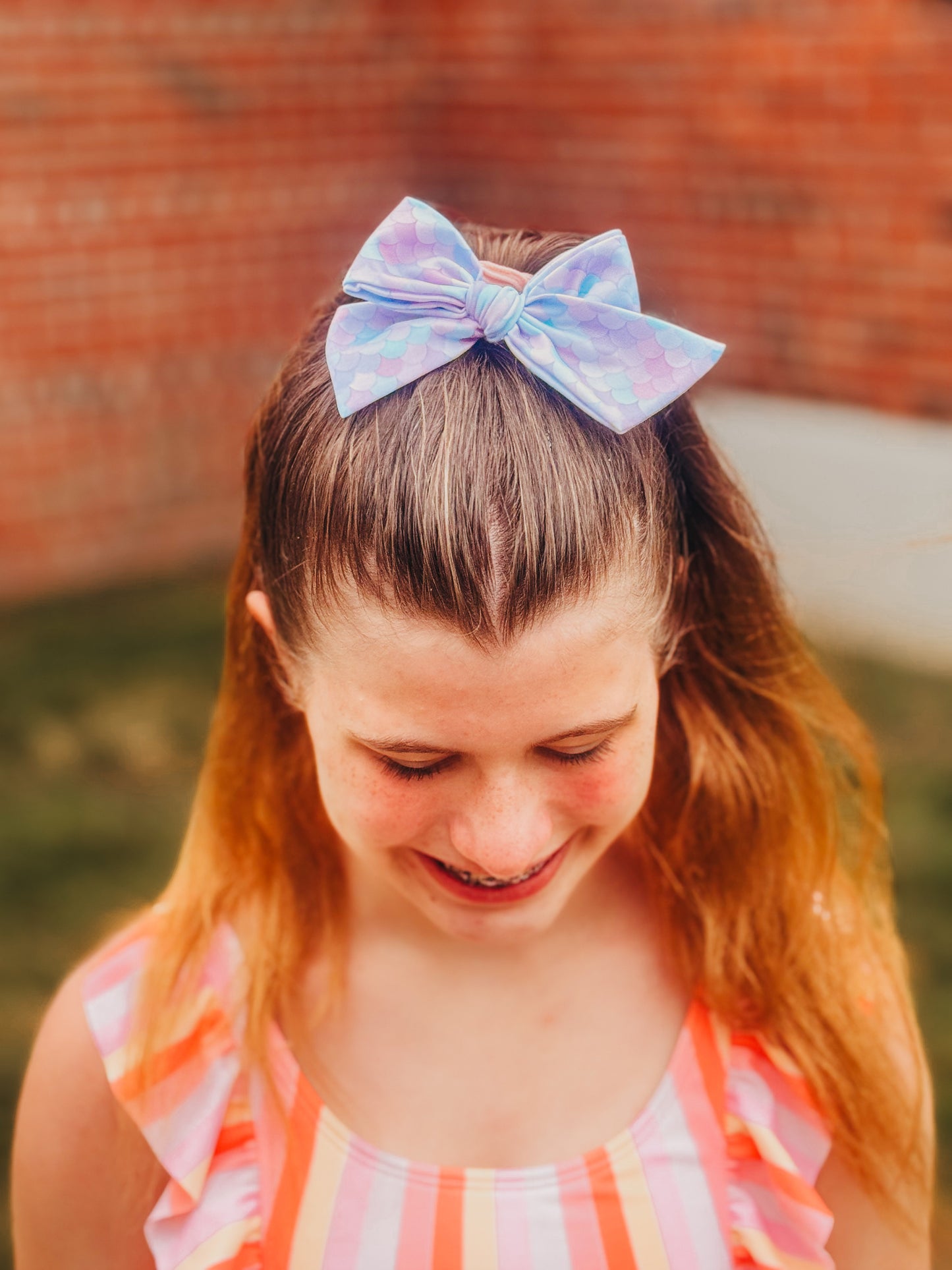 Pale Mermaid Scales | Small Fabric Swim Pinwheel Bows