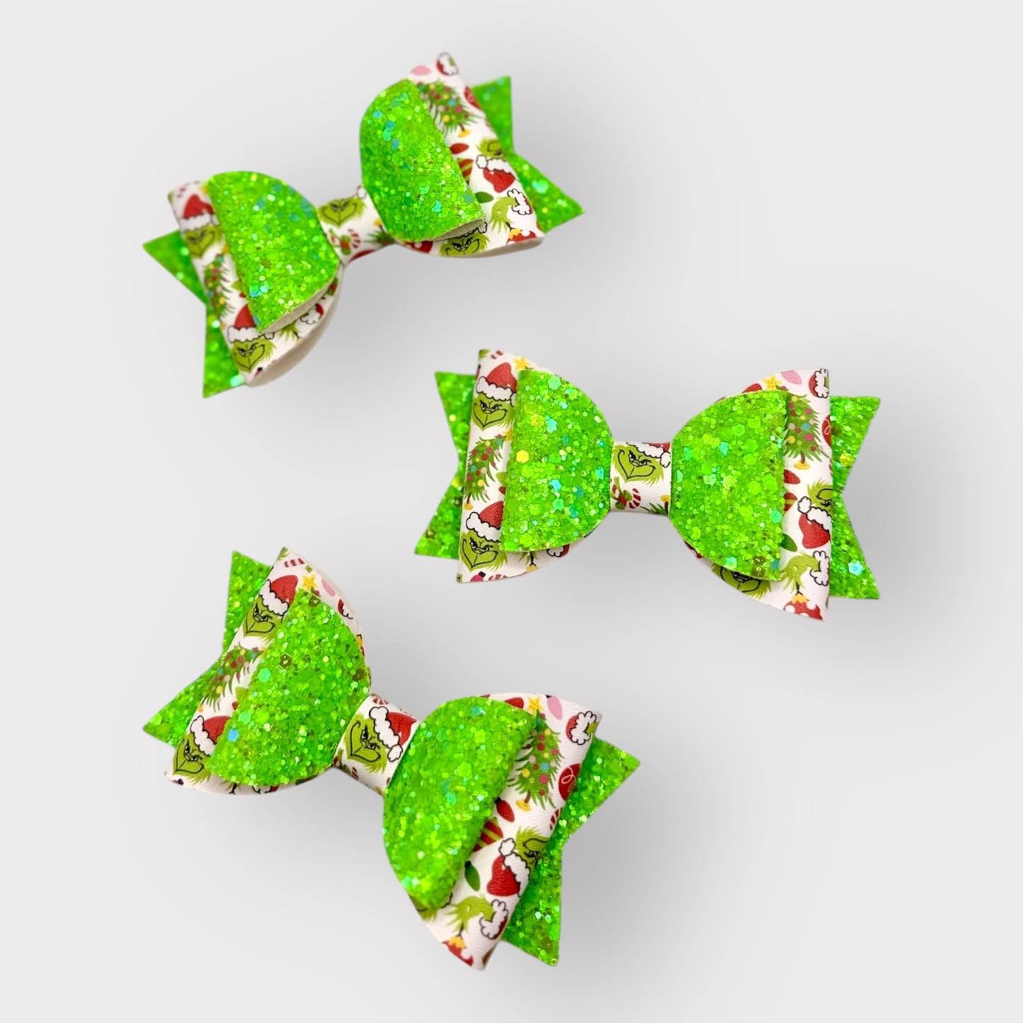 Your a Mean One | Large Green Glitter Faux Leather Hair Bow