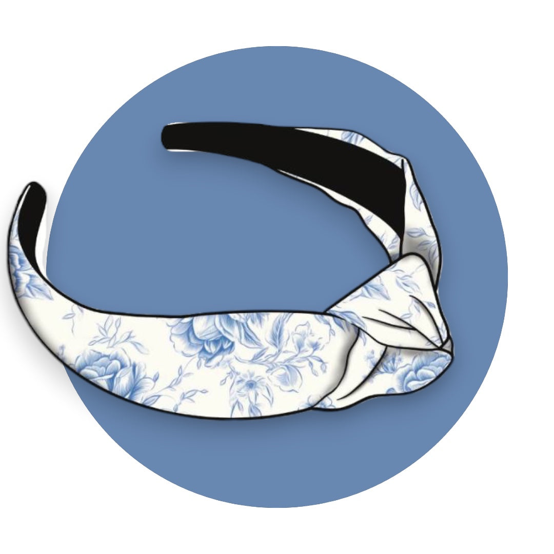 Blue Fancy Floral | Knotted Headband