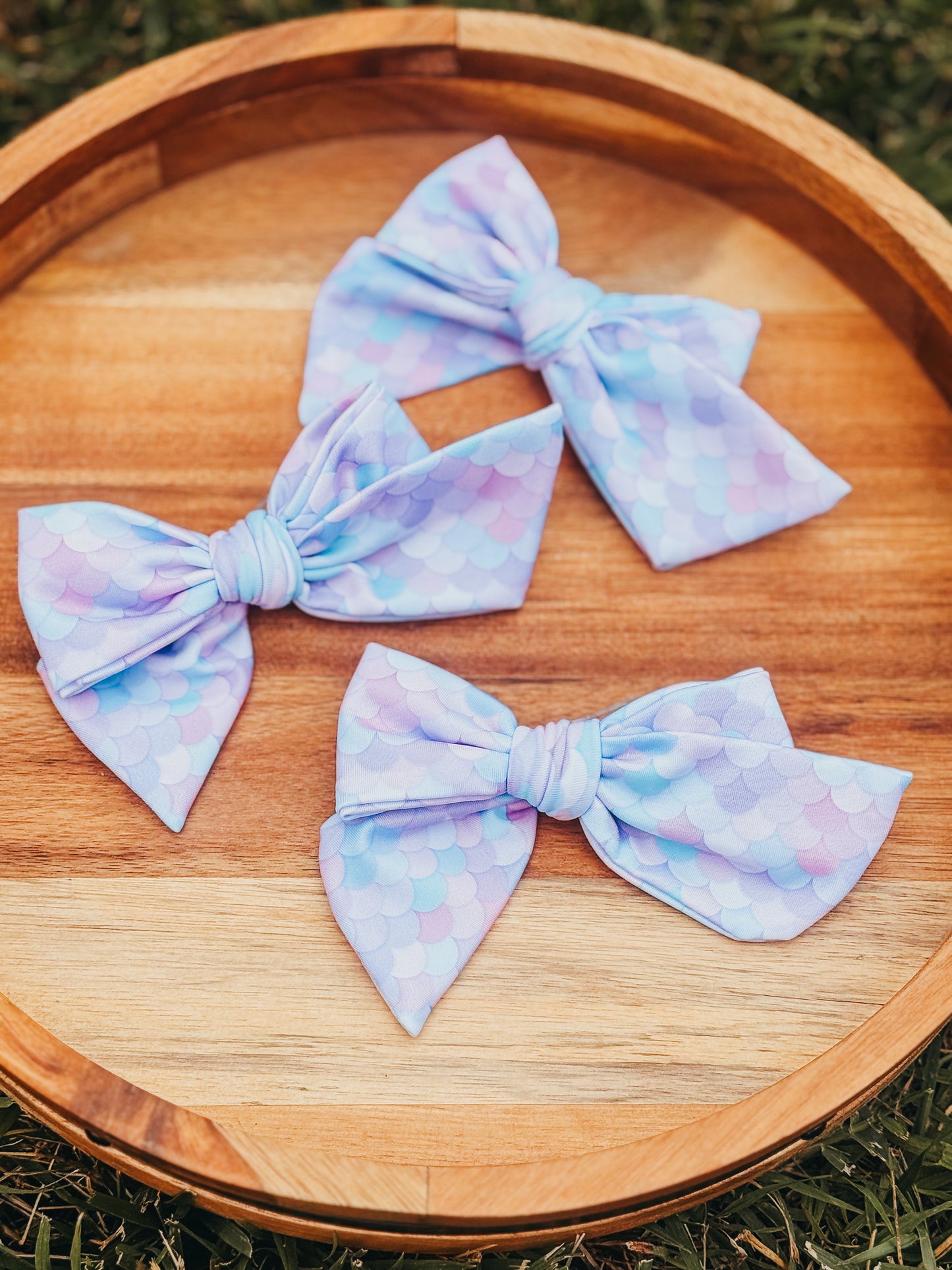 Pale Mermaid Scales | Small Fabric Swim Pinwheel Bows