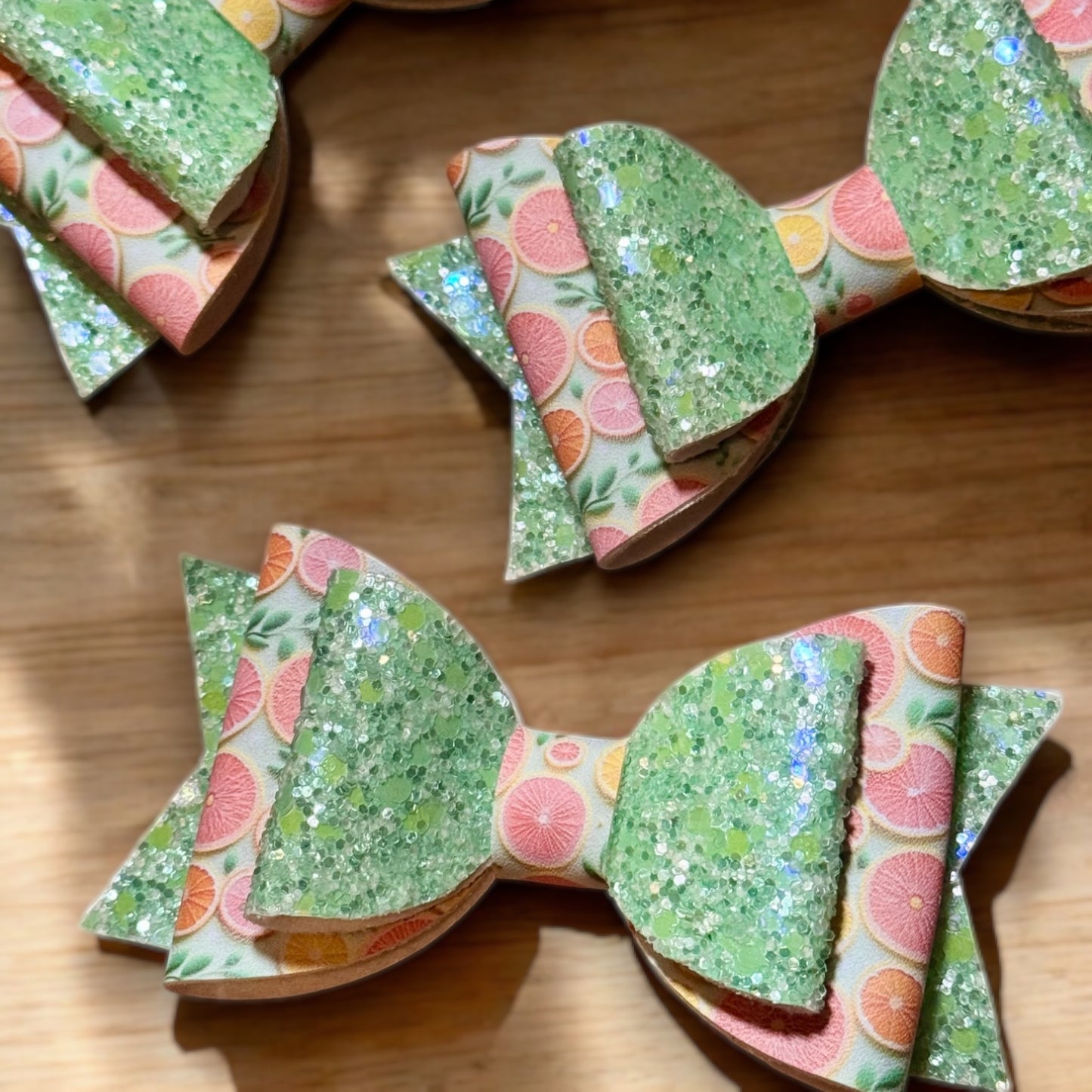 Citrus | Green Glitter Large Stacked Hair Bow