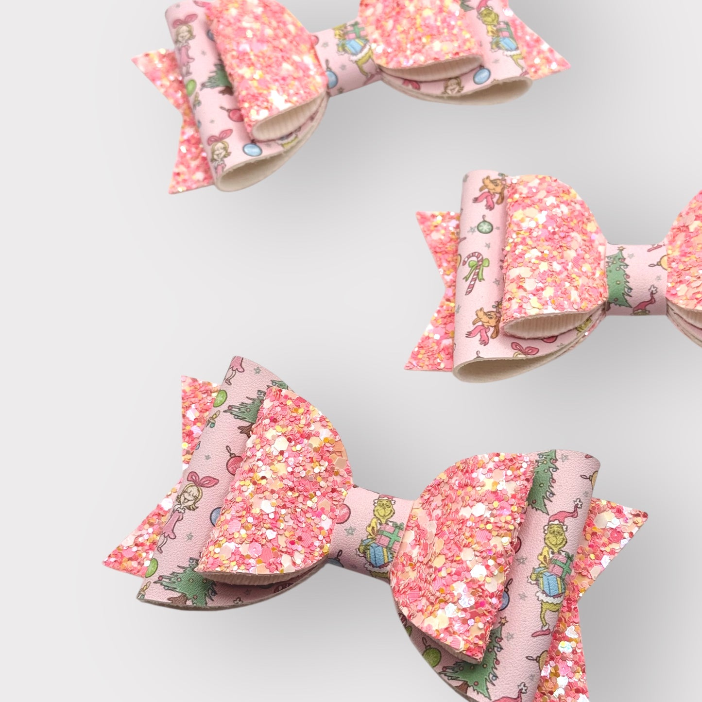 Pink Mean One | Large Glitter Faux Leather Hair Bow