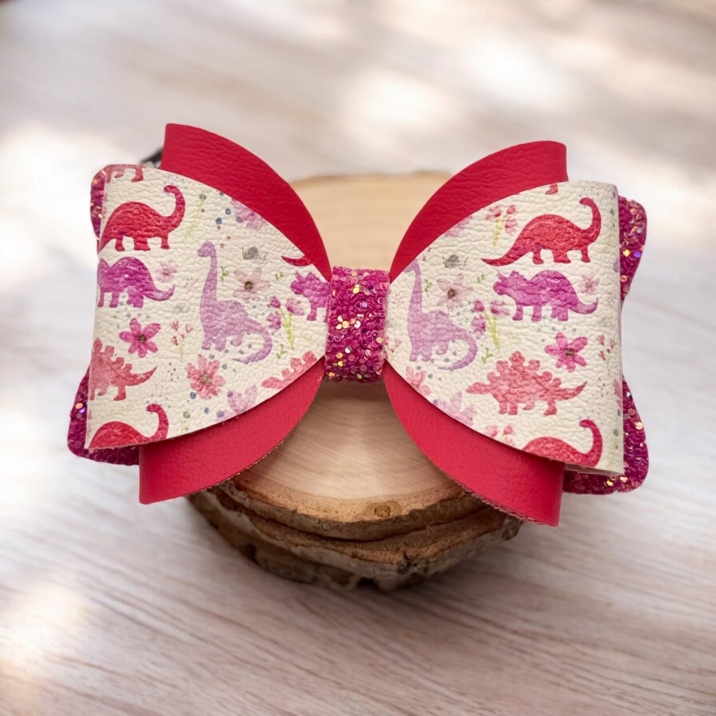 Faux Leather Overlay Style Bow