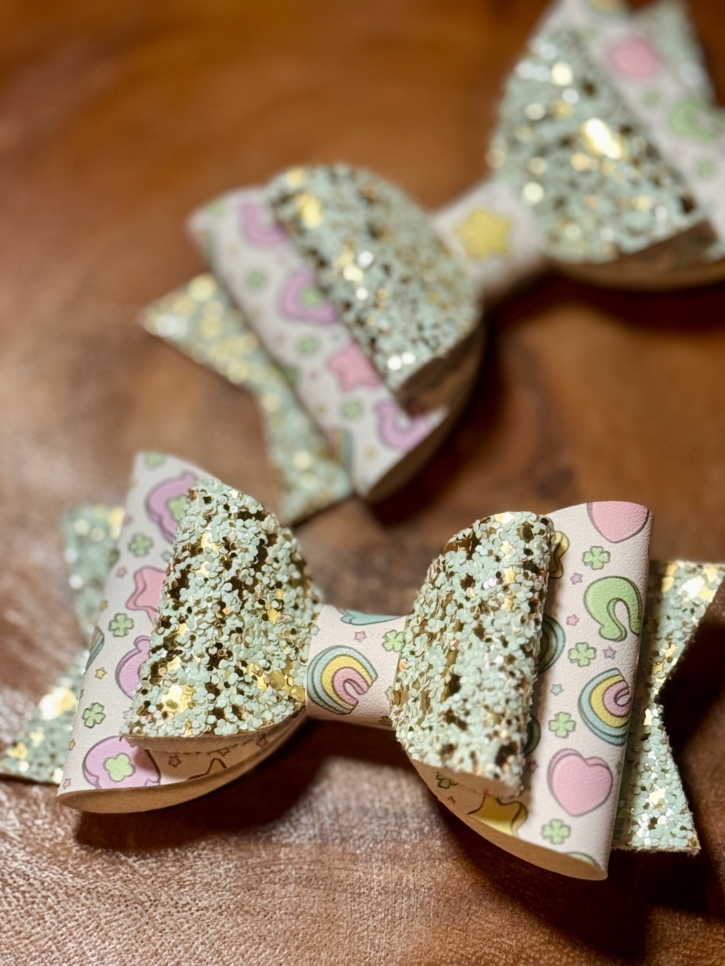 Magically Delicious | Green Glitter Large Stacked Hair Bow