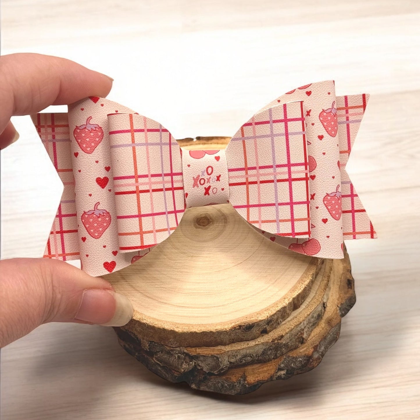 Fruit XO | Large Stacked Faux Leather Hair Bow