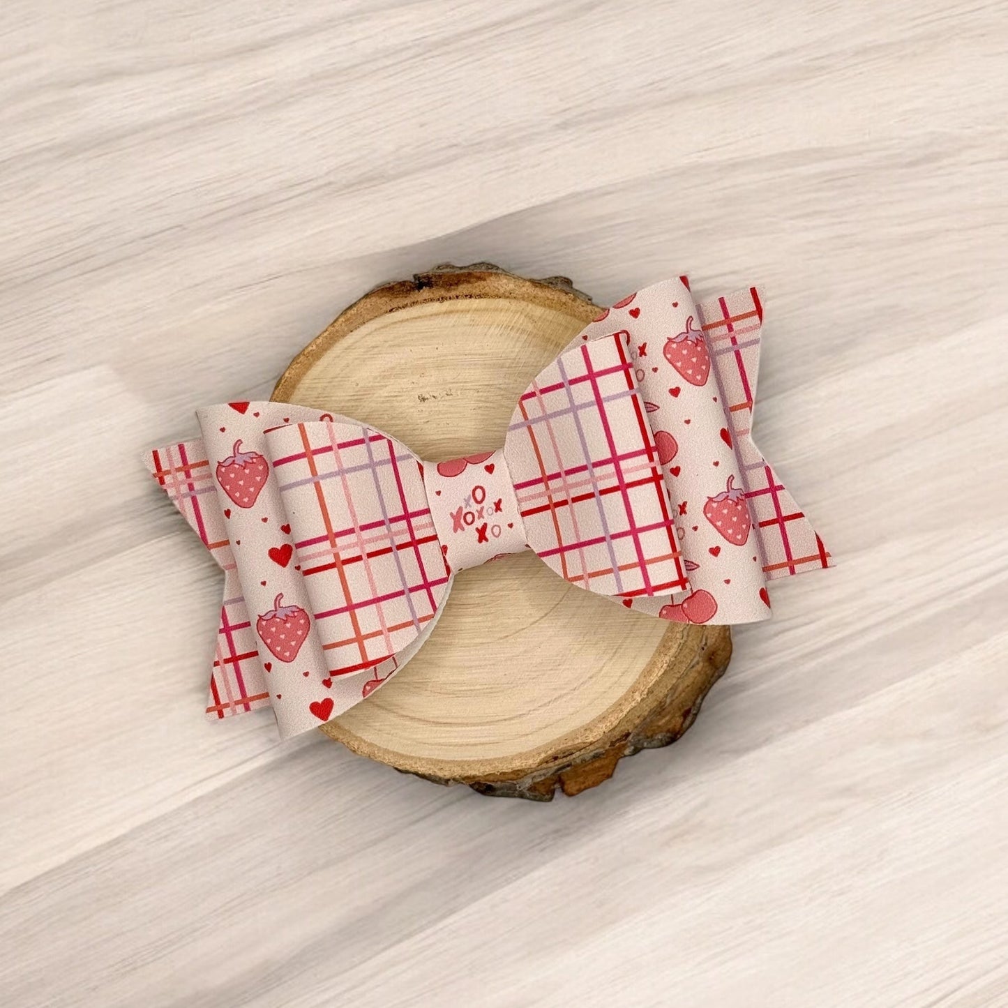 Fruit XO | Large Stacked Faux Leather Hair Bow