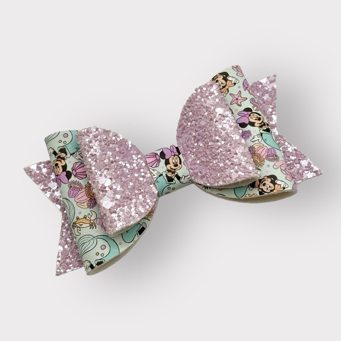 Mermaid Mouse | Large Stacked Purple Glitter Faux Leather Hair Bow - Nic + Lex Co