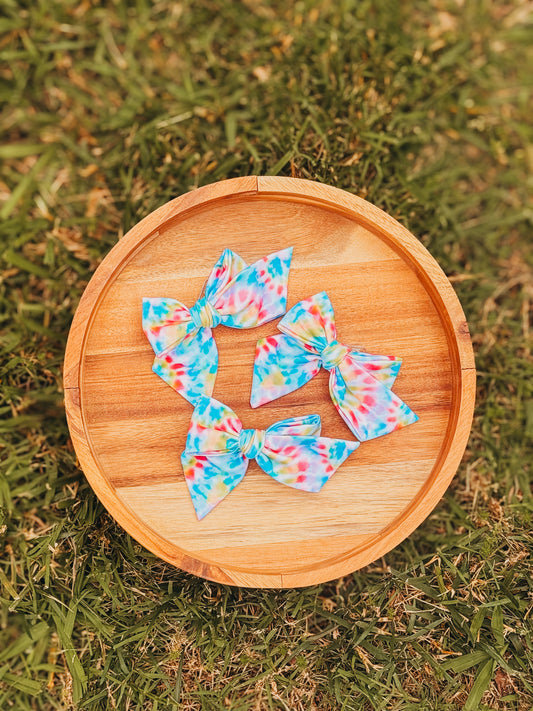 Summer Tie Dye | Small Fabric Swim Pinwheel Bows