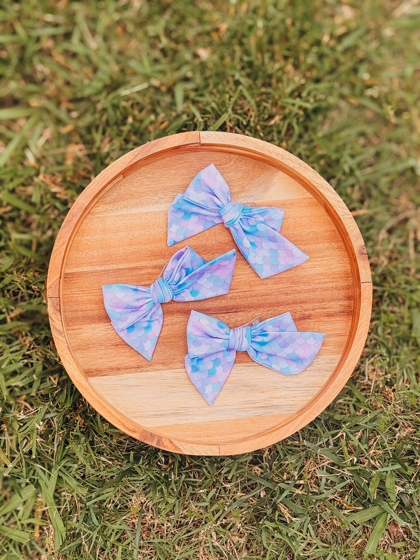 Pale Mermaid Scales | Small Fabric Swim Pinwheel Bows