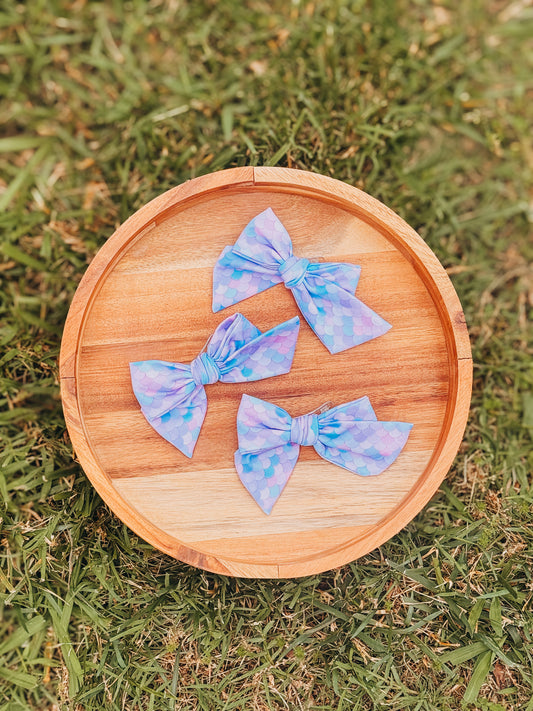 Pale Mermaid Scales | Small Fabric Swim Pinwheel Bows