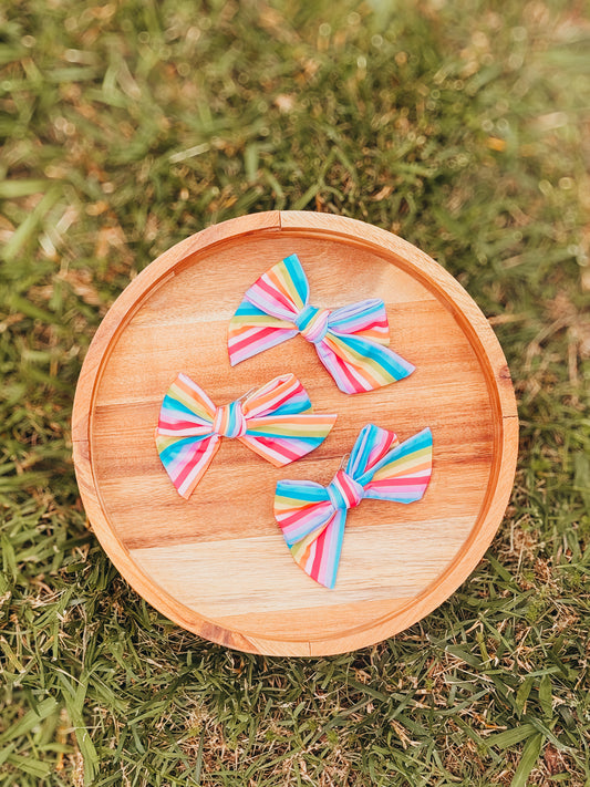 Bright Stripes | Small Fabric Swim Pinwheel Bows