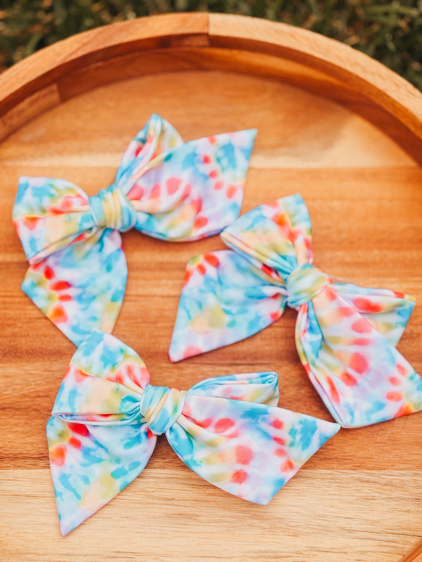 Summer Tie Dye | Small Fabric Swim Pinwheel Bows