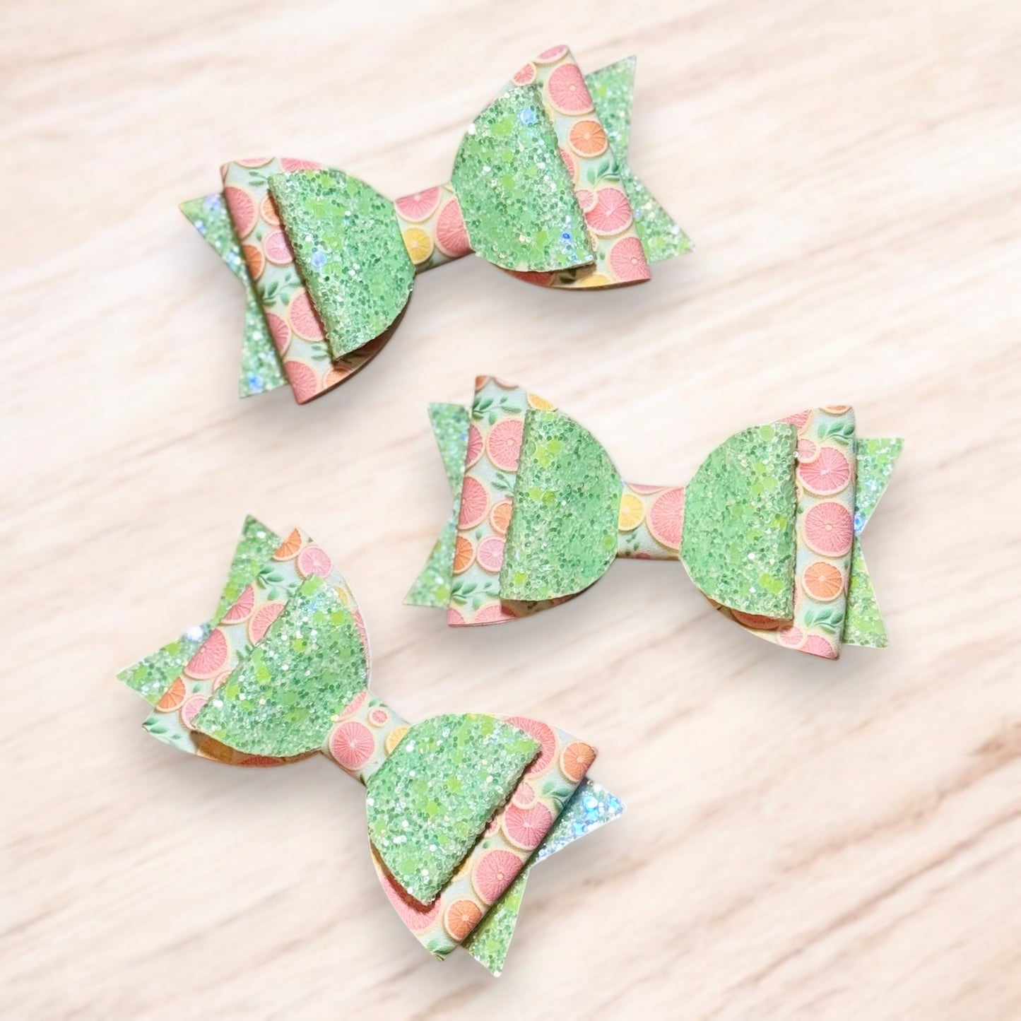 Citrus | Green Glitter Large Stacked Hair Bow