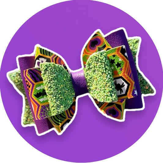 Mad Science | Large Glitter Faux Leather Party Hair Bow