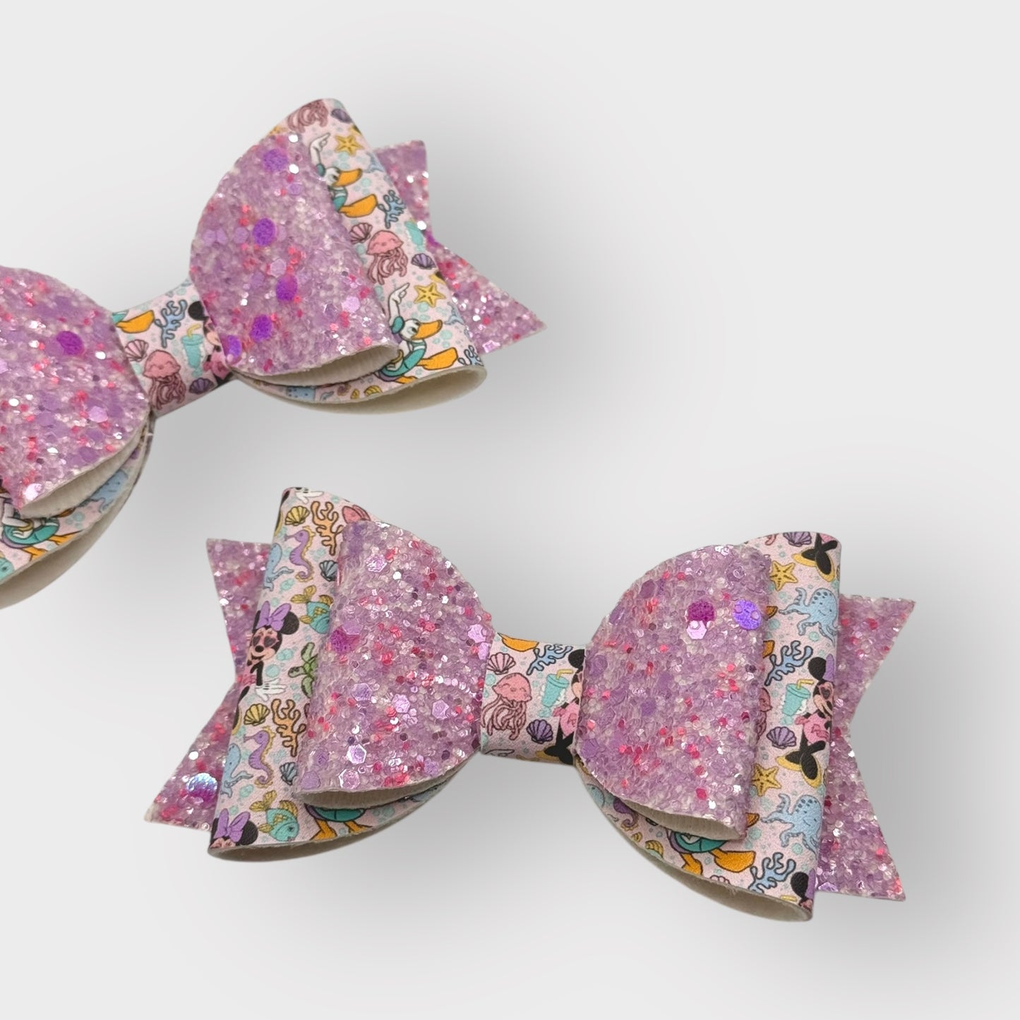 Under The Sea Mouse | Large Purple Glitter Faux Leather Hair Bow