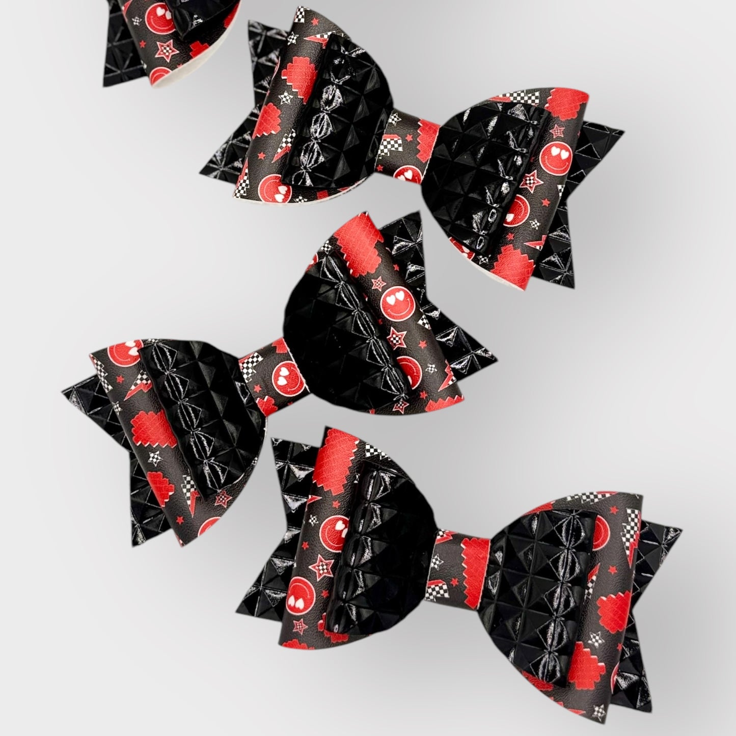 Rad Retro Love | Large Stacked Studded Faux Leather Hair Bow