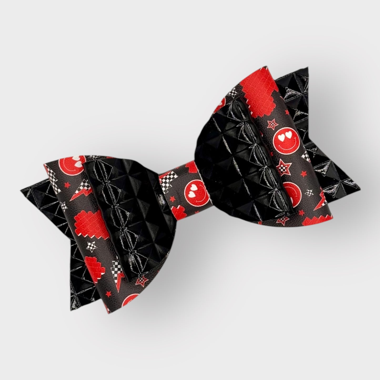 Rad Retro Love | Large Stacked Studded Faux Leather Hair Bow