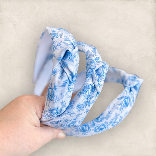 Blue Fancy Floral | Knotted Headband