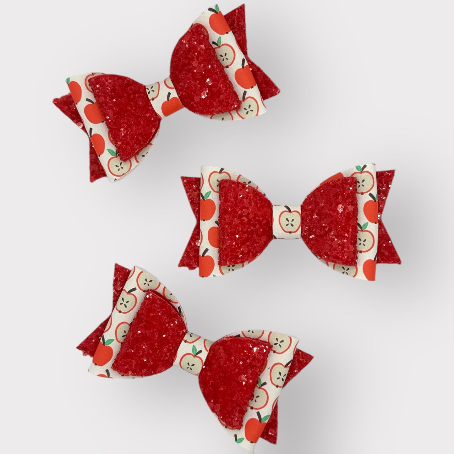 Apple of My Eye | Large Stacked Red Glitter Faux Leather Hair Bow - Nic + Lex Co