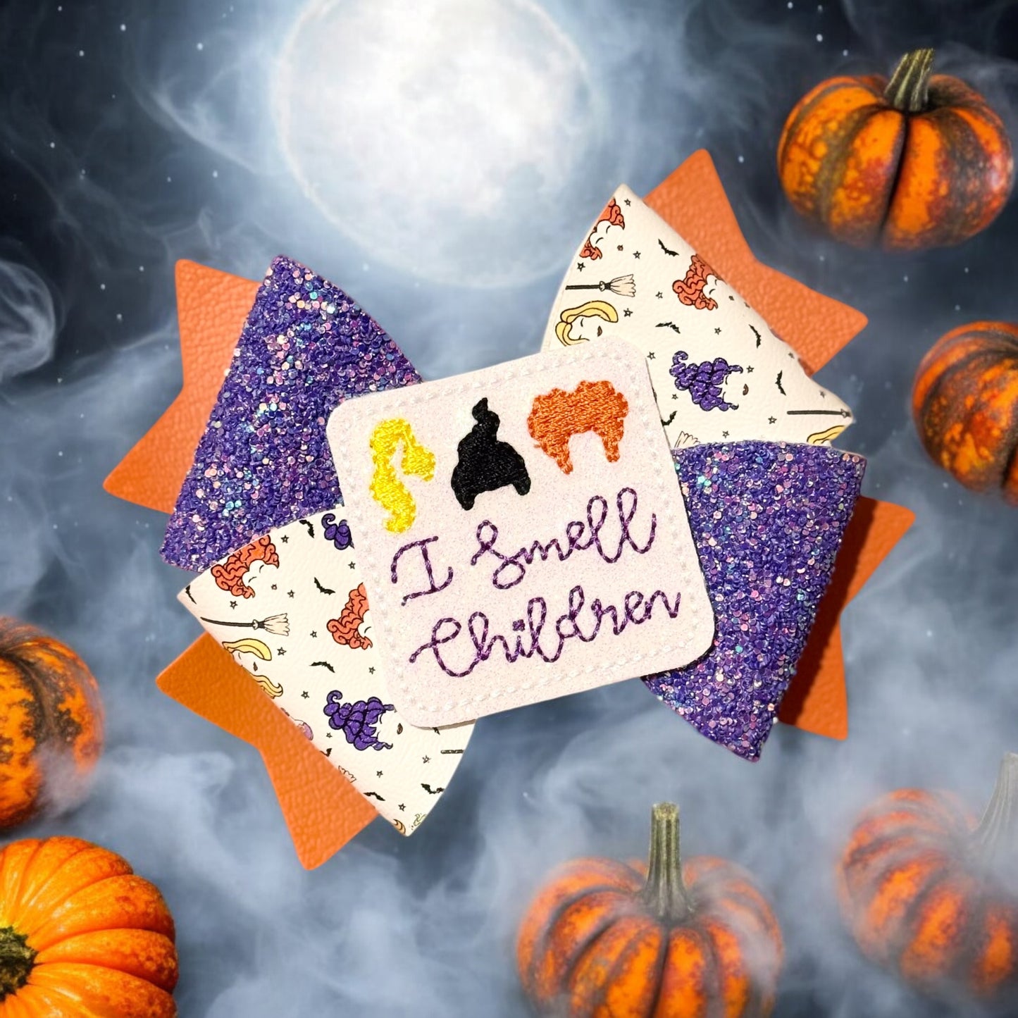 Three Witches | Extra Large Glitter Faux Leather Hair Bow