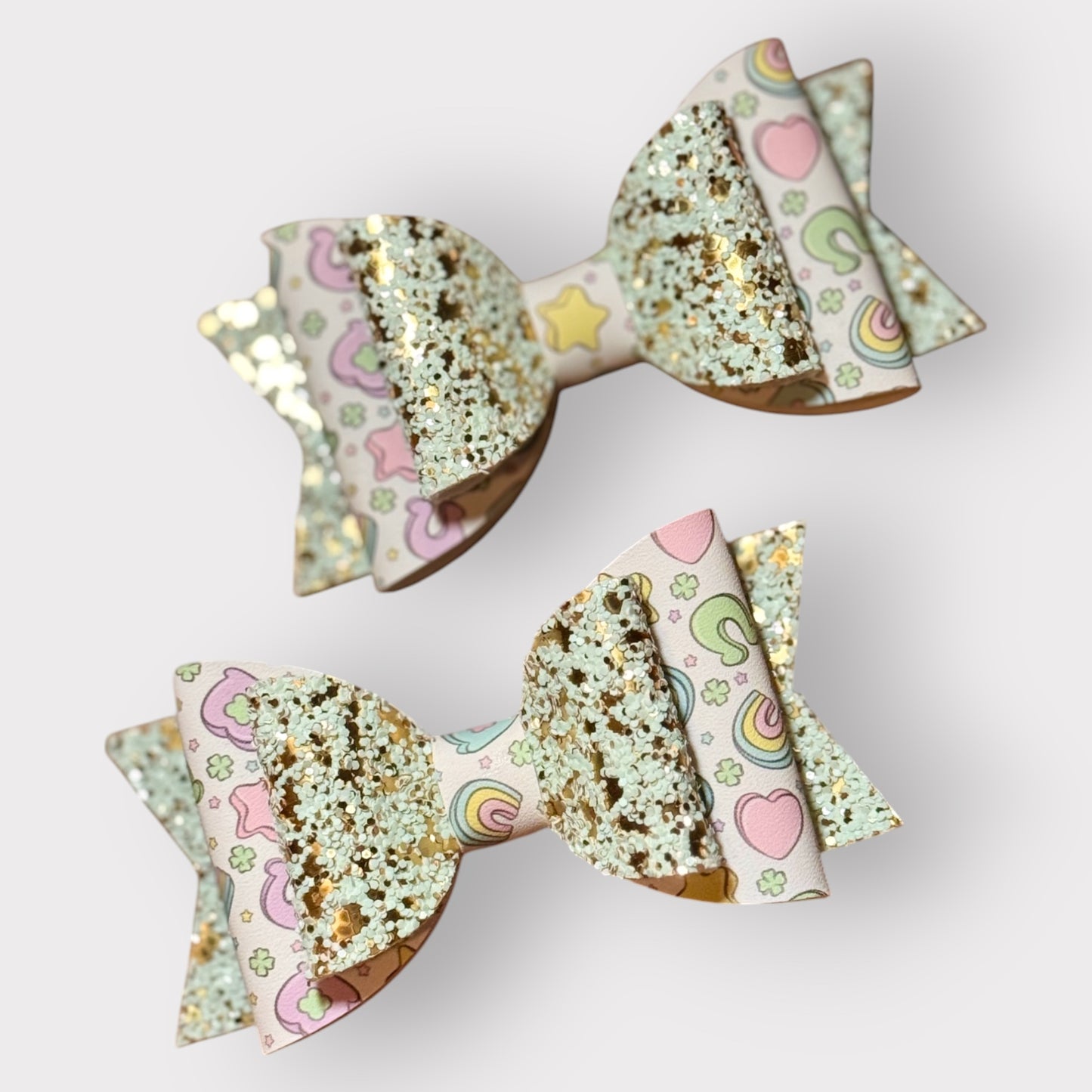 Magically Delicious | Green Glitter Large Stacked Hair Bow