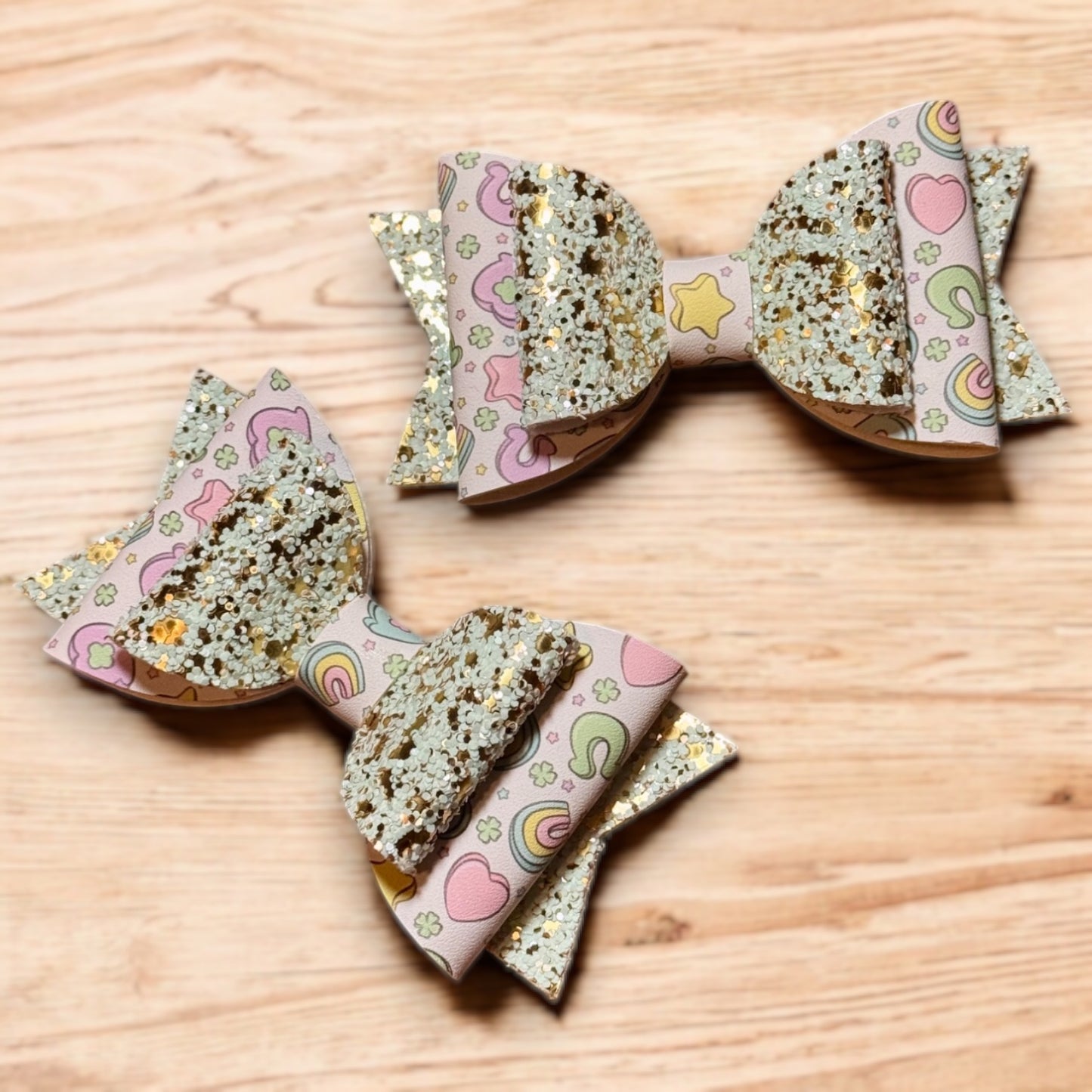 Magically Delicious | Green Glitter Large Stacked Hair Bow