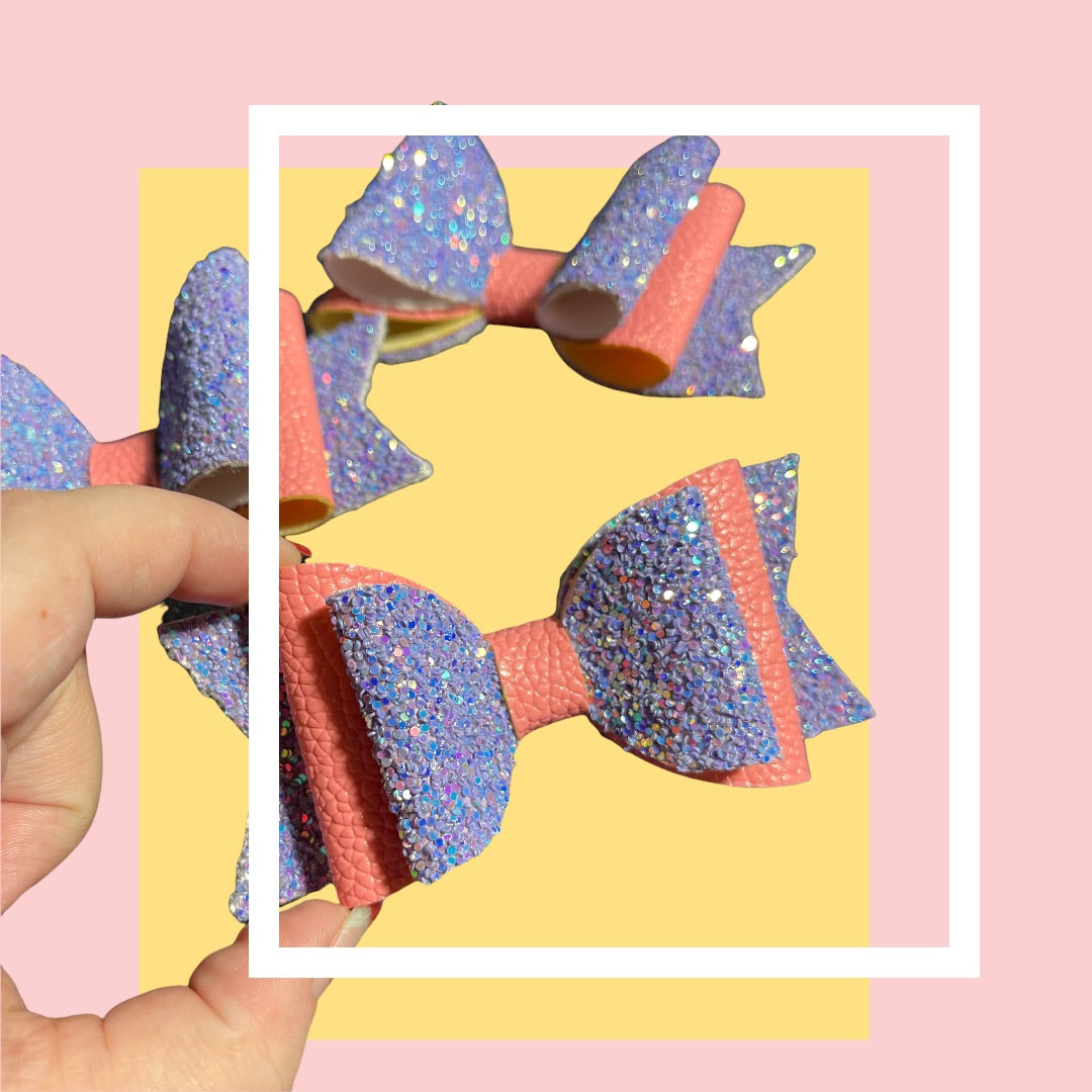 Lavender Salmon | Glitter Large Stacked Hair Bow | Everyday Wear - Nic + Lex Co