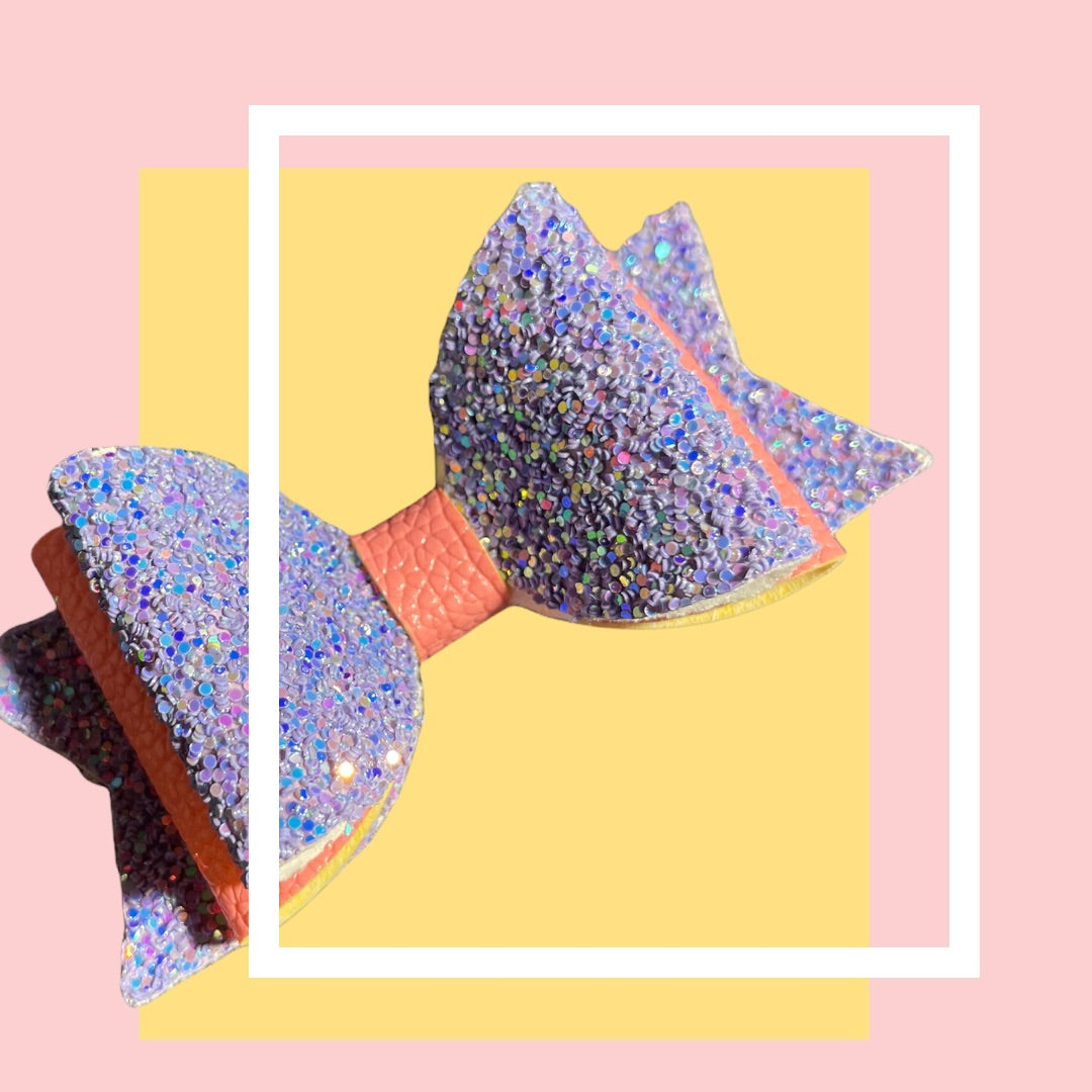 Lavender Salmon | Glitter Large Stacked Hair Bow | Everyday Wear - Nic + Lex Co