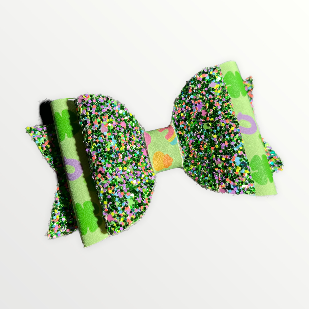 Green Lucky Charm | Glitter Large Stacked Hair Bow | St. Patty's Day - Nic + Lex Co