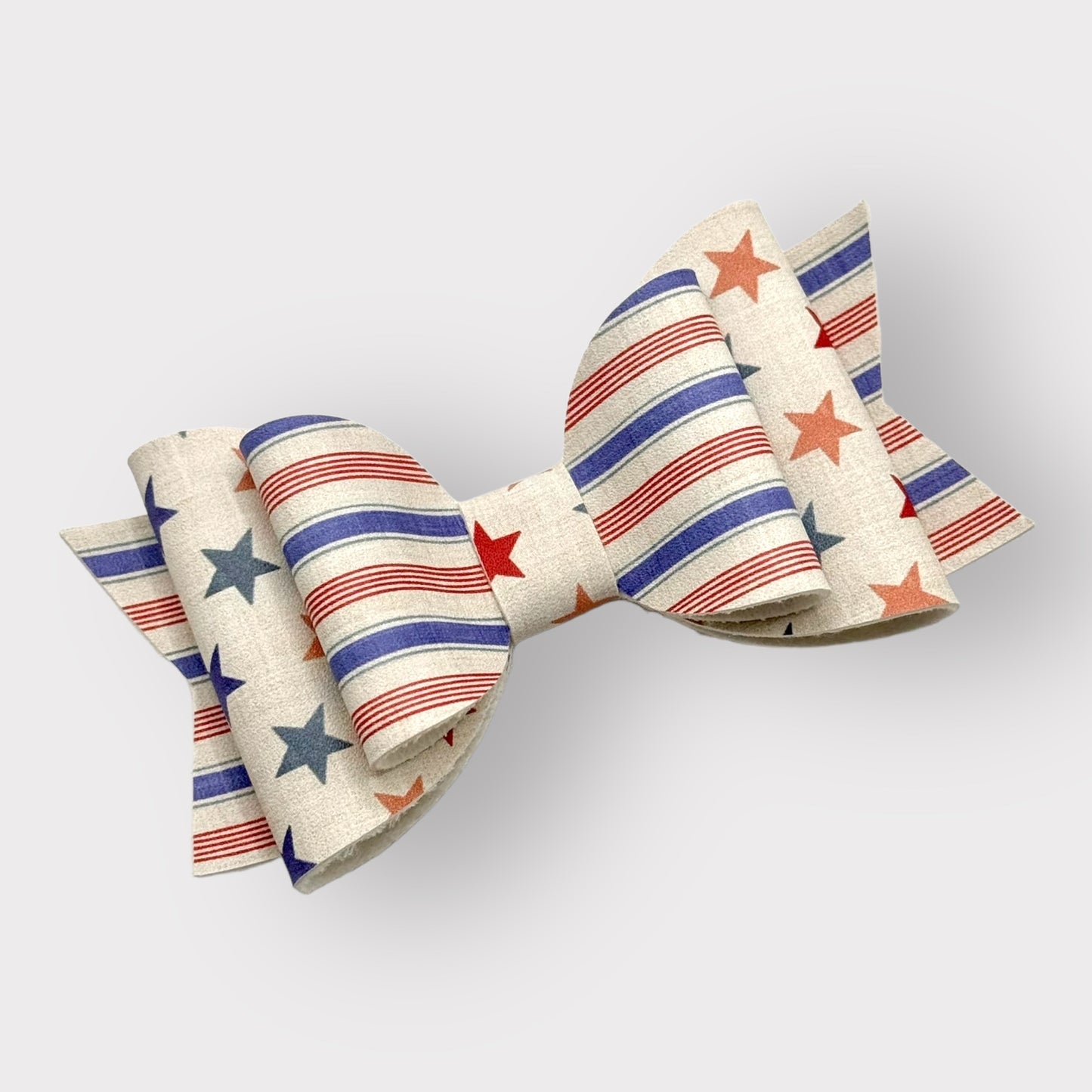 Vintage Stars & Stripes | Large Stacked Faux Leather Hair Bow - Nic + Lex Co