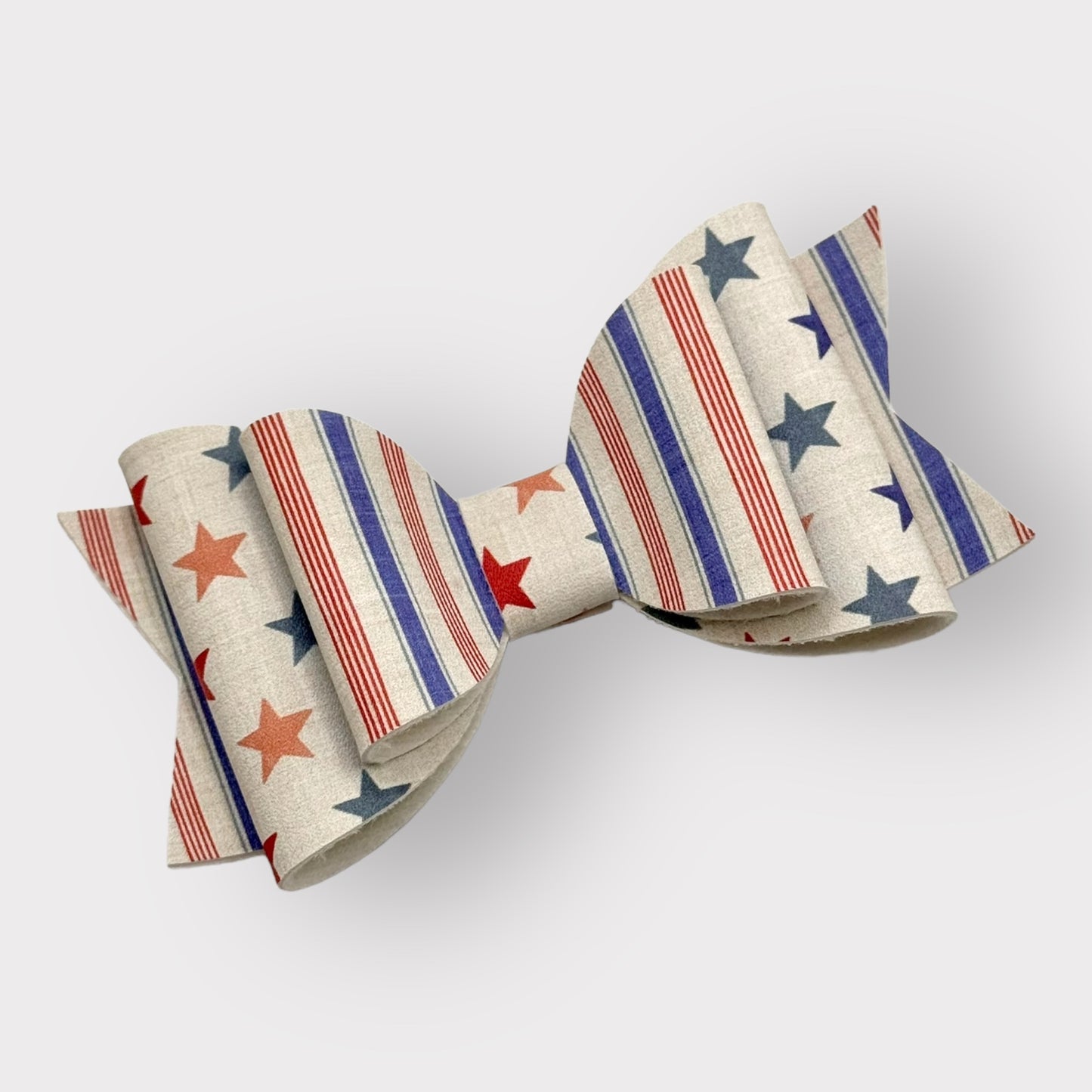 Vintage Stars & Stripes | Large Stacked Faux Leather Hair Bow - Nic + Lex Co