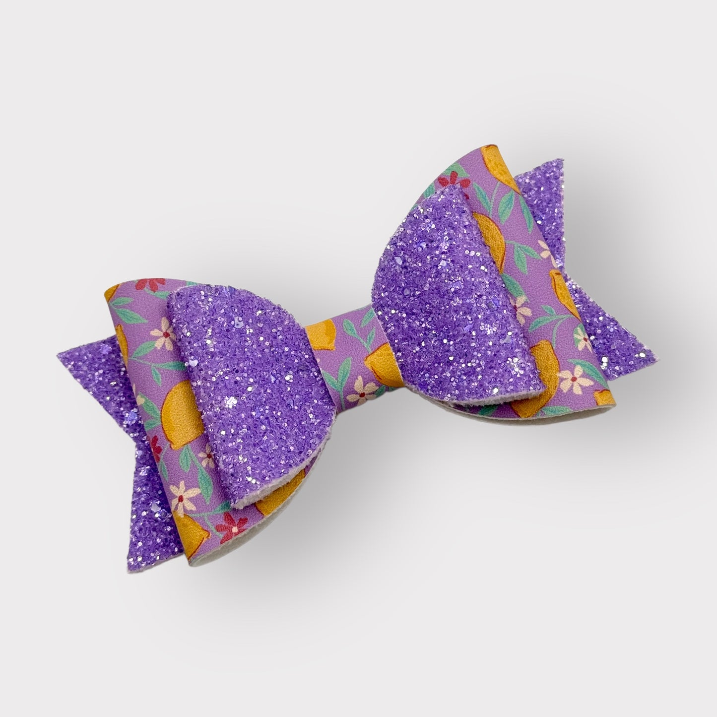 Life's Lemons | Large Stacked Purple Glitter Faux Leather Hair Bow - Nic + Lex Co