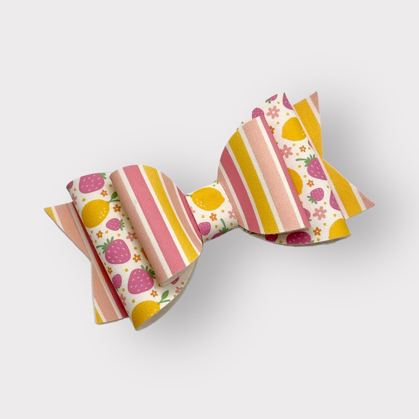 Strawberry Lemonade | Large Stacked Faux Leather Hair Bow - Nic + Lex Co