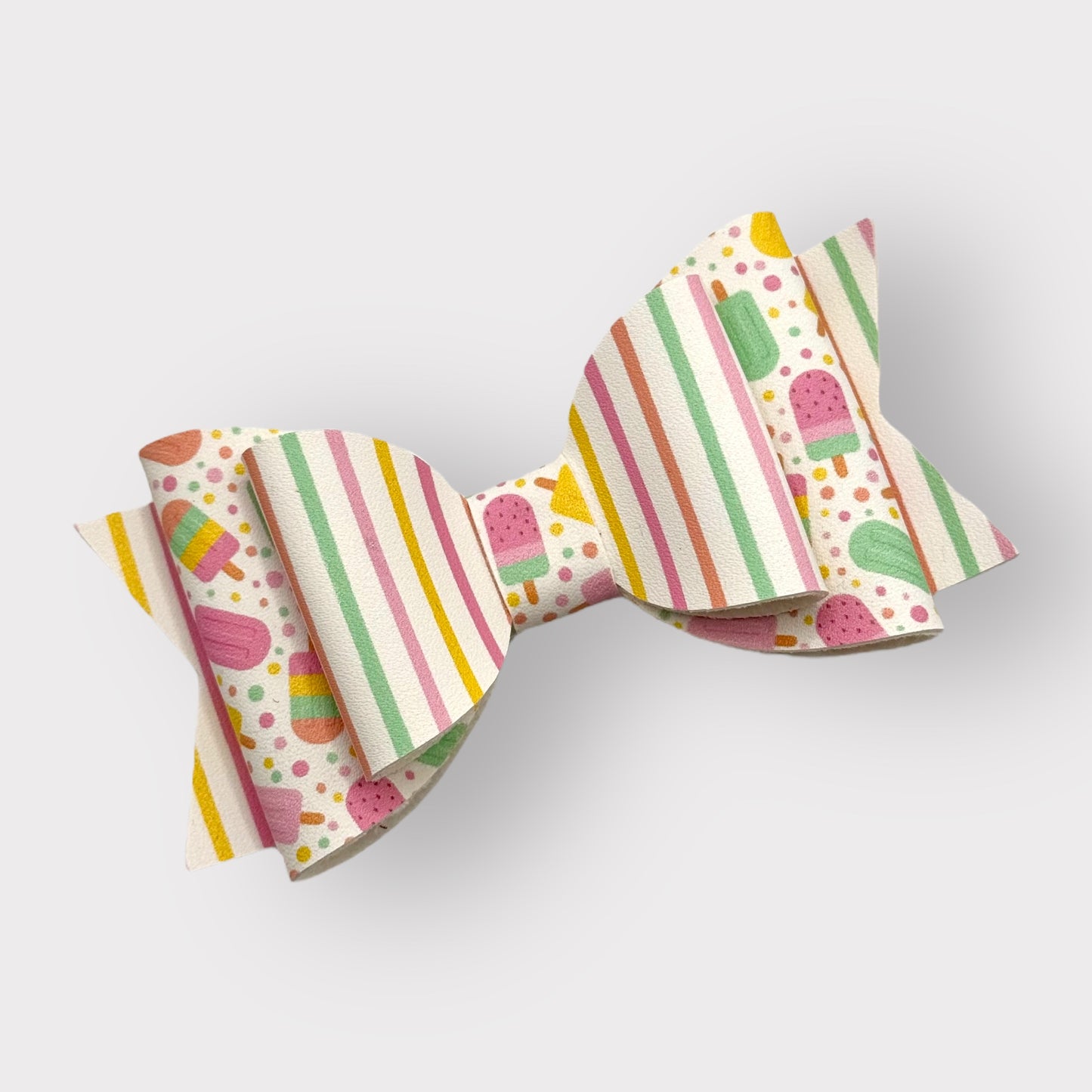 Stripe Popsicles | Large Stacked Faux Leather Hair Bow - Nic + Lex Co