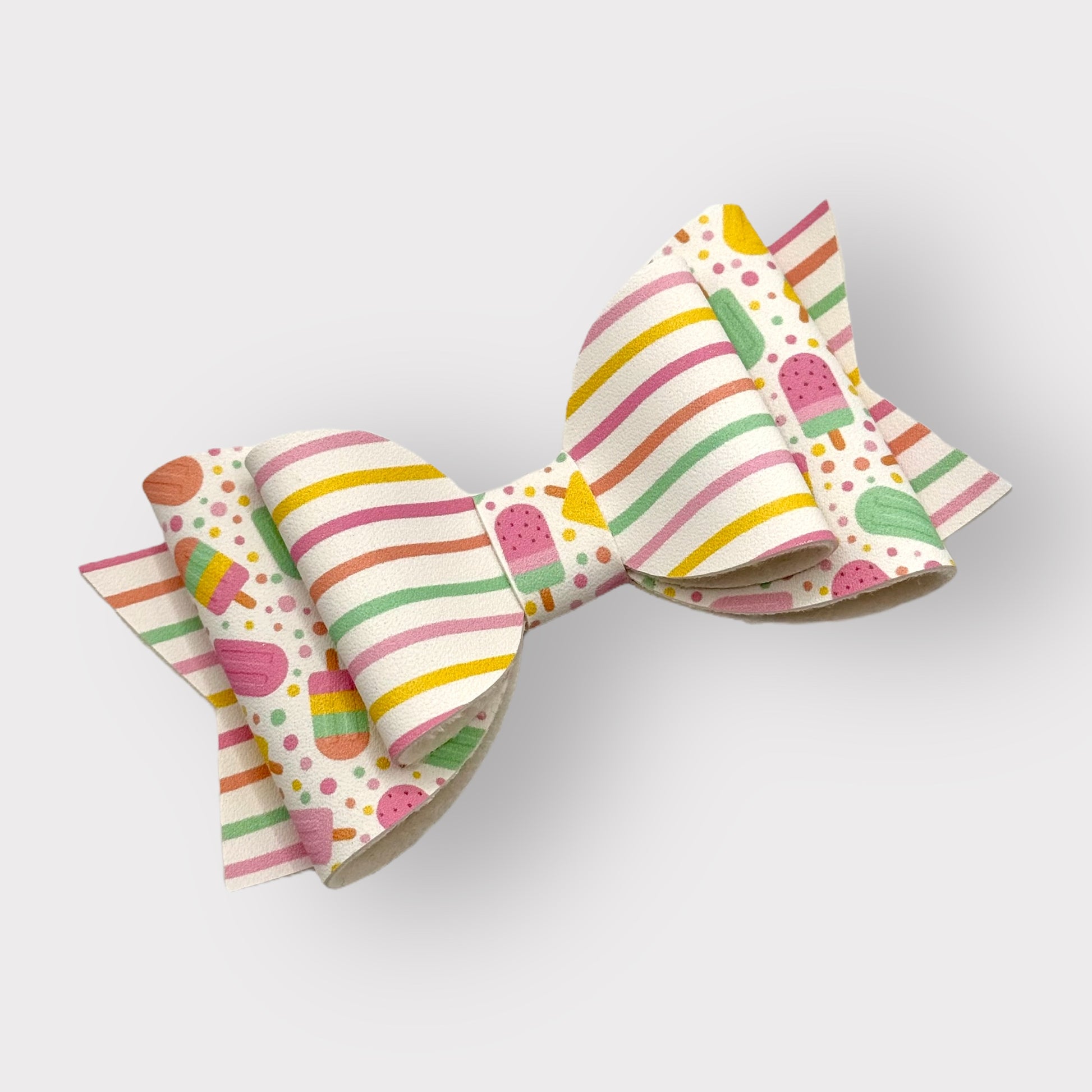 Stripe Popsicles | Large Stacked Faux Leather Hair Bow - Nic + Lex Co