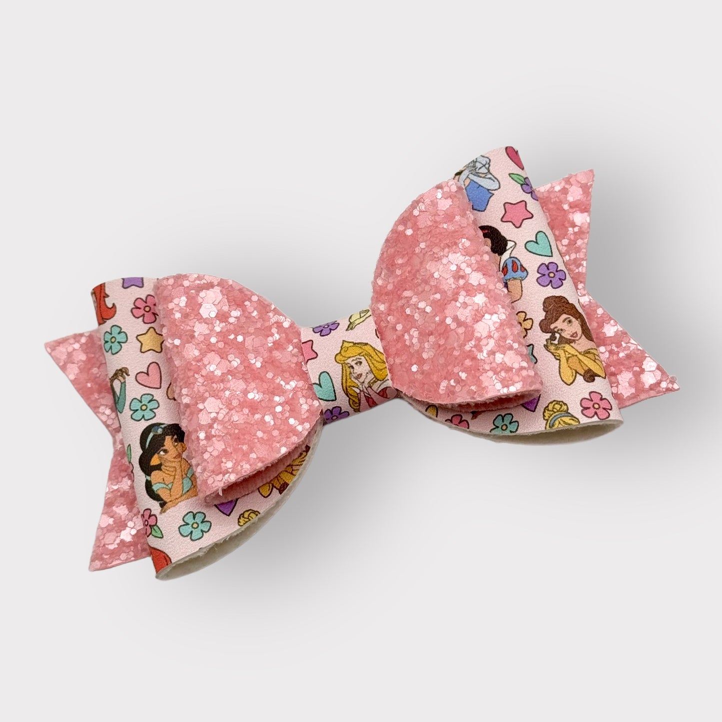 Magical Princesses | Large Stacked Pink Glitter Faux Leather Hair Bow - Nic + Lex Co