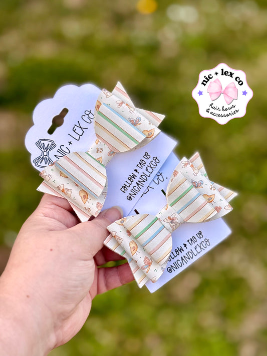 Vintage Bunnies | Large Stacked Glitter Faux Leather Bow