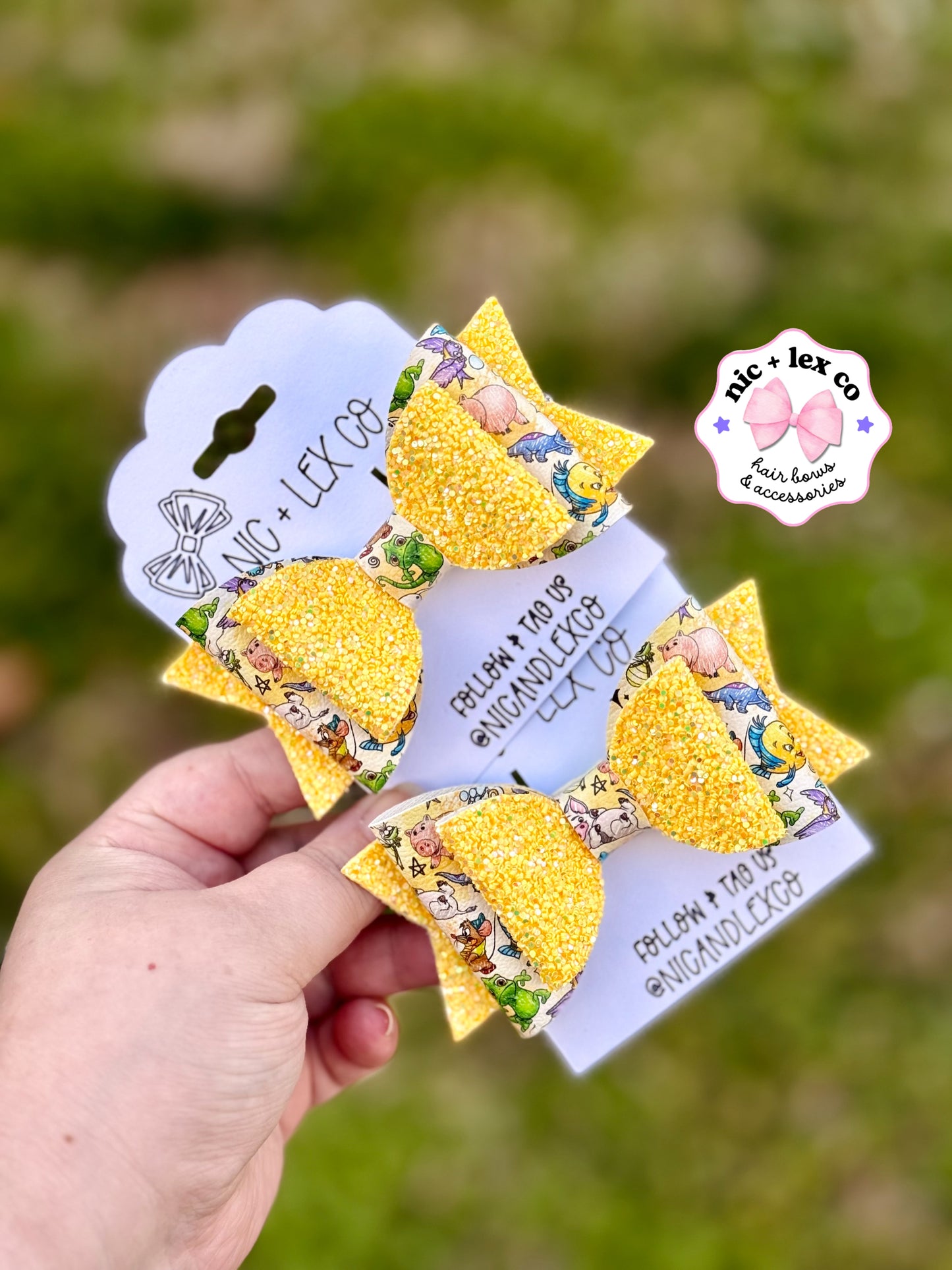 Movie Sidekicks | Large Stacked Glitter Faux Leather Bow