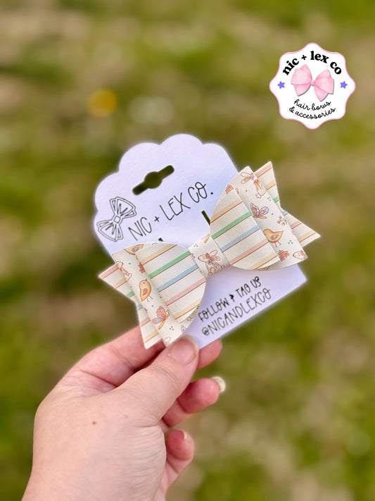 Vintage Bunnies | Large Stacked Glitter Faux Leather Bow